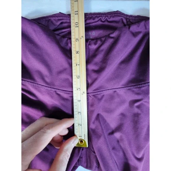 Reebok Womens High Waisted Logo Leggings Plum Purple Metallic Silver Size Medium - Picture 5 of 7
